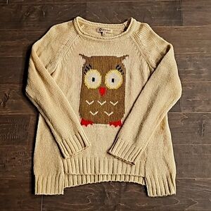 Democracy Women's Owl Knit Long Sleeve Sweater sz large